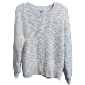 Falls Creek womens fuzzy multicolor sweater pink white cream size large new nwt